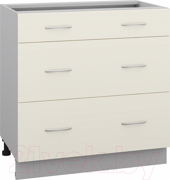 Изображение товара Шкаф-стол кухонный Кортекс-мебель Корнелия Лира НШ80р3ш без столешницы (кремовый)