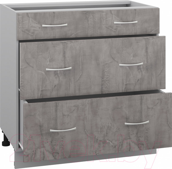 Изображение товара Шкаф-стол кухонный Кортекс-мебель Корнелия Лира НШ80р3ш без столешницы (оникс)