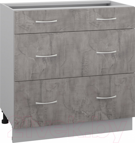 Изображение товара Шкаф-стол кухонный Кортекс-мебель Корнелия Лира НШ80р3ш без столешницы (оникс)