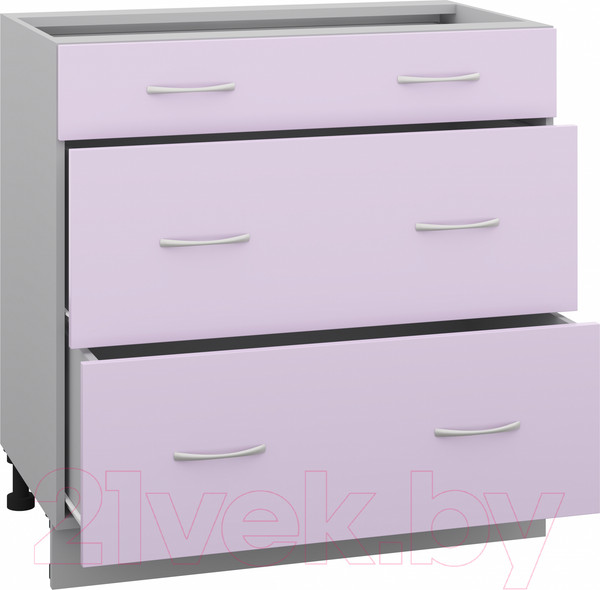 Изображение товара Шкаф-стол кухонный Кортекс-мебель Корнелия Лира НШ80р3ш без столешницы (сирень)