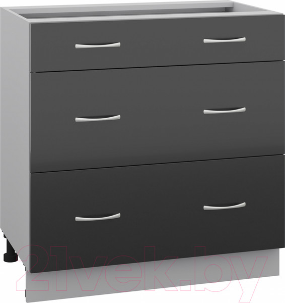 Изображение товара Шкаф-стол кухонный Кортекс-мебель Корнелия Лира НШ80р3ш без столешницы (черный)