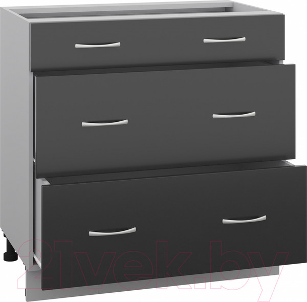 Изображение товара Шкаф-стол кухонный Кортекс-мебель Корнелия Лира НШ80р3ш без столешницы (черный)