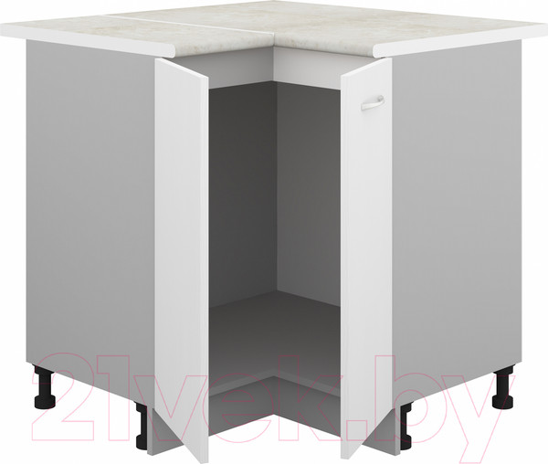 Изображение товара Шкаф-стол кухонный Кортекс-мебель Корнелия Лира НШУ угловой (белый/королевский опал)