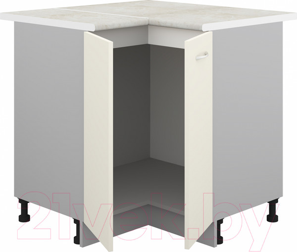 Изображение товара Шкаф-стол кухонный Кортекс-мебель Корнелия Лира НШУ угловой (кремовый/королевский опал)