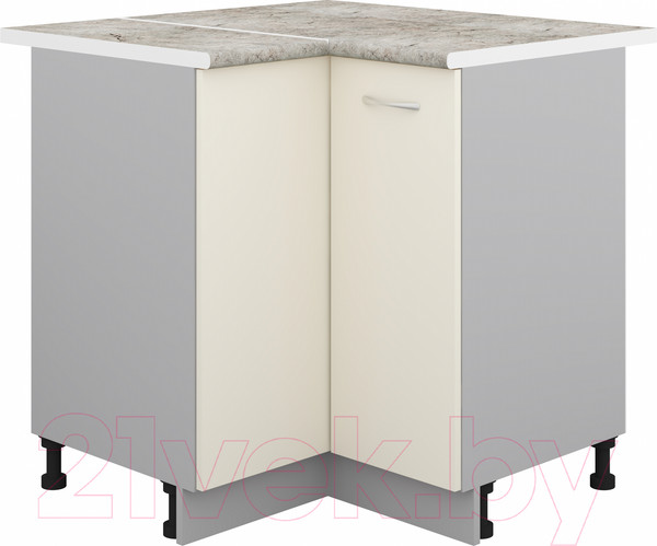 Изображение товара Шкаф-стол кухонный Кортекс-мебель Корнелия Лира НШУ угловой (кремовый/марсель)