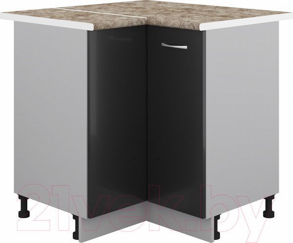 Изображение товара Шкаф-стол кухонный Кортекс-мебель Корнелия Лира НШУ угловой (черный/мадрид)