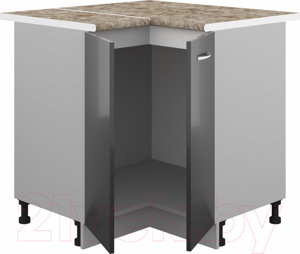 Изображение товара Шкаф-стол кухонный Кортекс-мебель Корнелия Лира НШУ угловой (черный/мадрид)