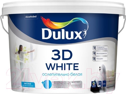 Изображение товара Краска Dulux 3D (2.5л, белый матовый)