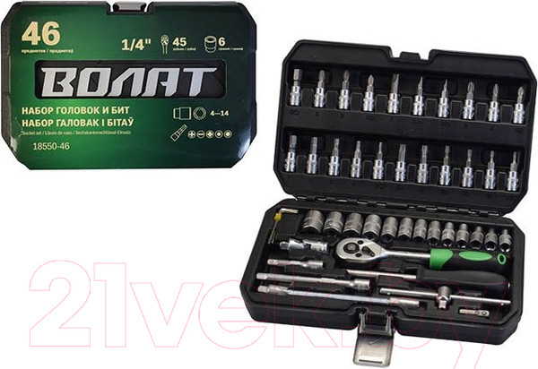 Изображение товара Набор головок, бит Волат 18550-46
