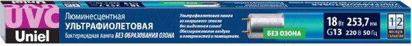 Изображение товара Лампа бактерицидная Uniel EFL-T8-18/UVCB/G13/CL / UL-00007276