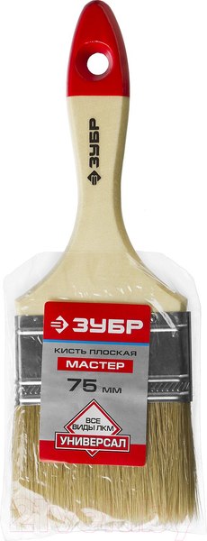 Изображение товара Кисть малярная Зубр Мастер Универсал 4-01003-075 плоская (75мм, светлая натуральная щетина)