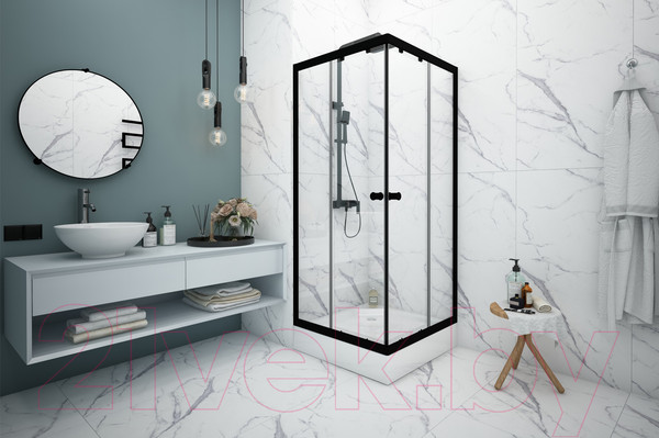 Изображение товара Душевой уголок МетаКам Universal Black 80x80 / KKS_013566 (черный, прозрачное стекло)