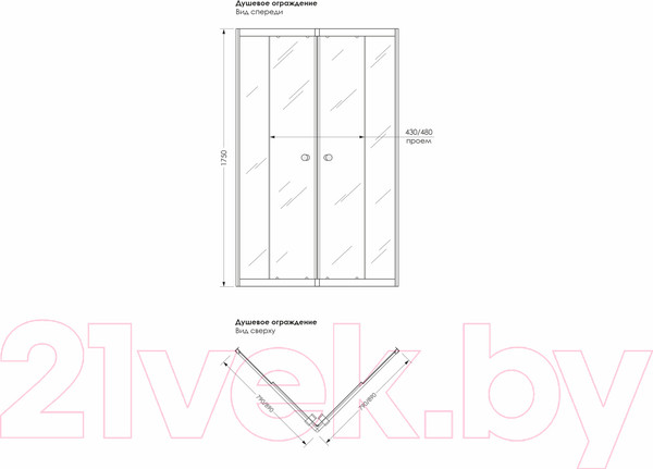 Изображение товара Душевой уголок МетаКам Universal Black 80x80 / KKS_013566 (черный, прозрачное стекло)