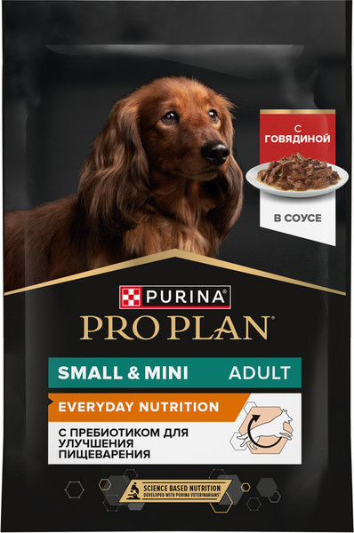 Изображение товара Влажный корм для собак Pro Plan Adult с говядиной в соусе (85г)