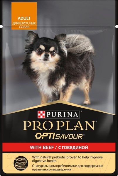 Изображение товара Влажный корм для собак Pro Plan Adult с говядиной в соусе (85г)