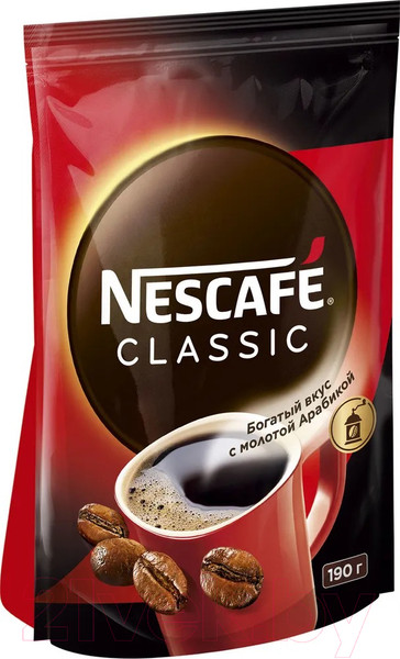 Изображение товара Кофе растворимый Nescafe Classic с добавлением молотого (190г)