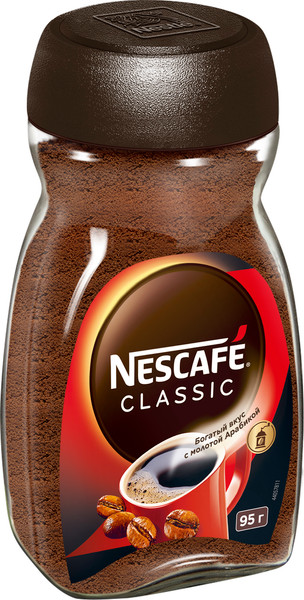 Изображение товара Кофе растворимый Nescafe Classic с добавлением молотого (95г)