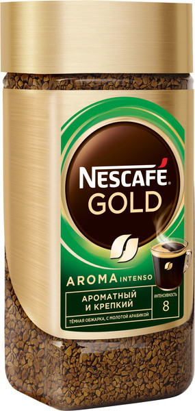 Изображение товара Кофе растворимый Nescafe Gold Aroma Intenso с добавлением молотого (170г)