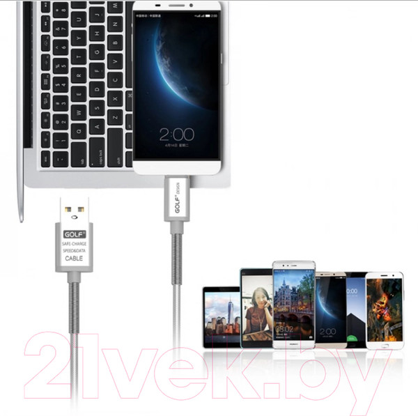 Изображение товара Кабель Golf GC-40 MicroUSB (1м, серебро)