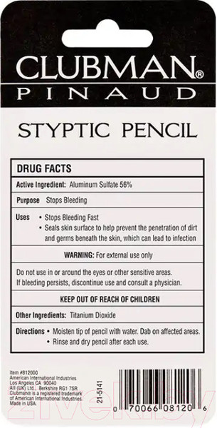 Изображение товара Карандаш кровоостанавливающий Clubman Styptic Pencil (9г)