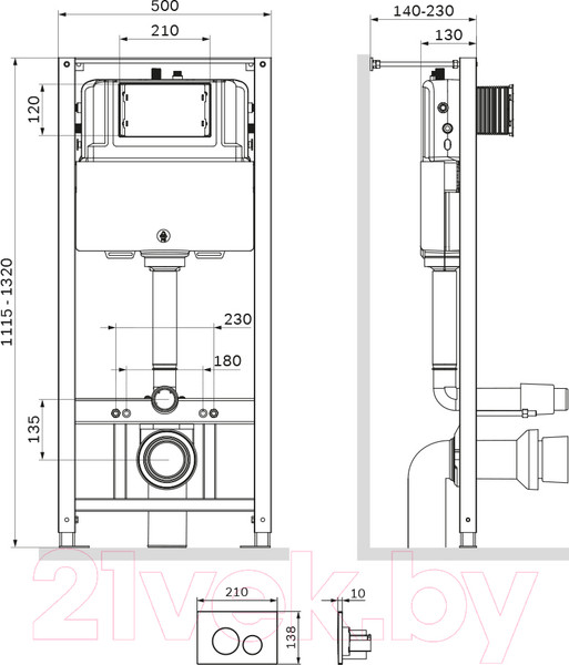 Изображение товара Инсталляция для унитаза AM.PM I012704.9031 (с кнопкой смыва)
