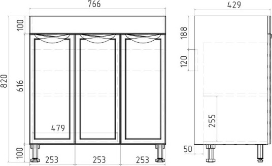 Изображение товара Тумба под умывальник Viant Лима Como 80 / VLIM80CO-T3ST