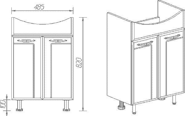 Изображение товара Тумба под умывальник Viant Прага Антик 55 / VPRA55AN-T2ST