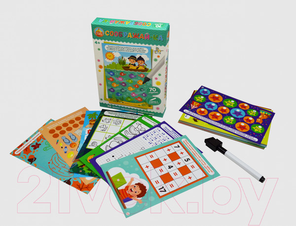 Изображение товара Развивающие карточки Десятое королевство Пиши-Стирай Соображай-ка / 04200