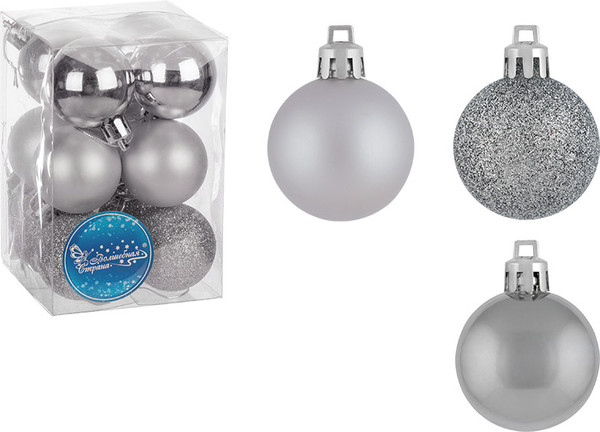 Изображение товара Набор шаров новогодних Волшебная страна PB4-12SMB-S / 001541 (12шт)