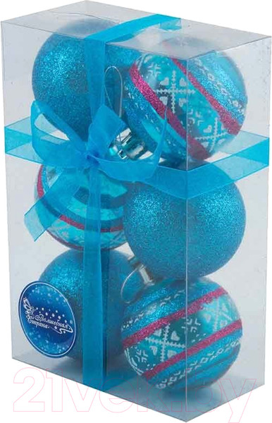 Изображение товара Набор шаров новогодних Волшебная страна PB6-6TDG-1-B / 102153 (6шт)