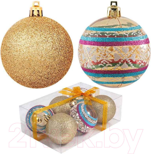 Изображение товара Набор шаров новогодних Волшебная страна PB6-6TDG-1-G / 102154 (6шт)