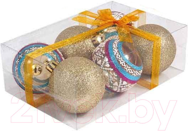 Изображение товара Набор шаров новогодних Волшебная страна PB6-6TDG-1-G / 102154 (6шт)