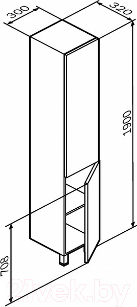 Изображение товара Шкаф-пенал для ванной AM.PM M90CSR0306GM