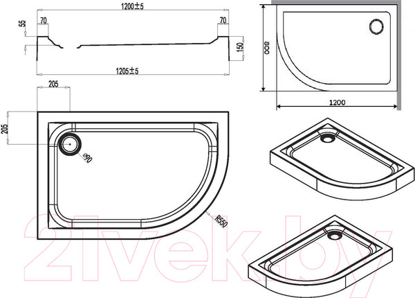 Изображение товара Душевой поддон AM.PM W83T-302L120W