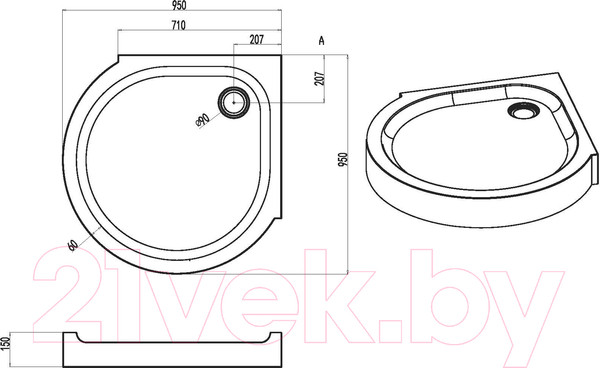 Изображение товара Душевой поддон AM.PM W83T-333-095W