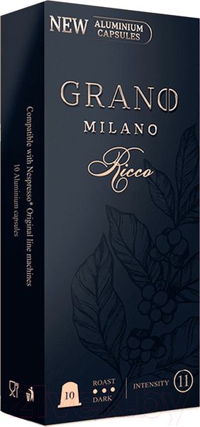 Изображение товара Кофе в капсулах Grano Milano Ricco Alum стандарта Nespresso (10x5.5г)