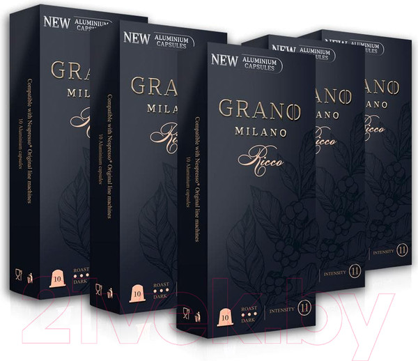 Изображение товара Кофе в капсулах Grano Milano Ricco Alum стандарта Nespresso (10x5.5г)