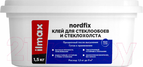 Изображение товара Клей для обоев ilmax Ready Nordfix для стеклообоев (1.5кг)