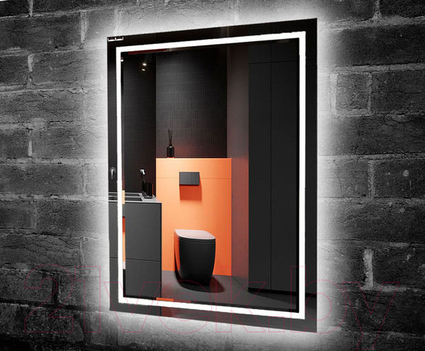 Изображение товара Зеркало Пекам Astra 1 80x100 / astra1-80x100scl (с подсветкой, сенсором на прикосновение и часами)