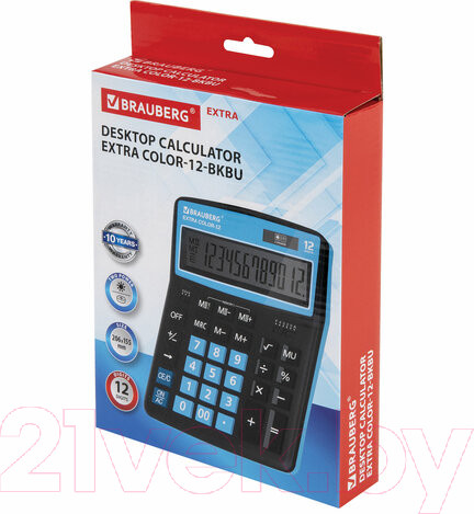 Изображение товара Калькулятор Brauberg Extra Color-12-BKBU / 250476 (черно-голубой)