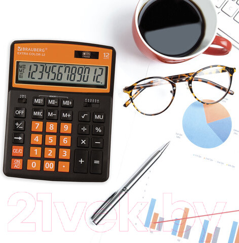 Изображение товара Калькулятор Brauberg Color-12-BKRG / 250478 (черно-оранжевый)