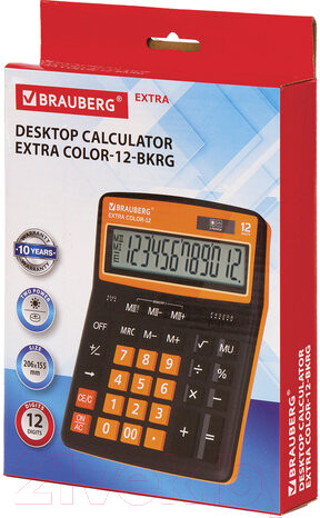 Изображение товара Калькулятор Brauberg Color-12-BKRG / 250478 (черно-оранжевый)