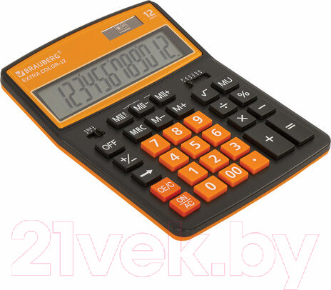 Изображение товара Калькулятор Brauberg Color-12-BKRG / 250478 (черно-оранжевый)