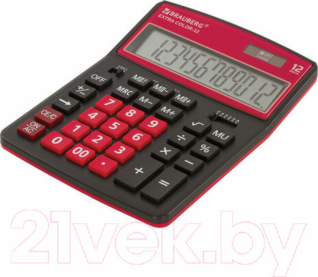 Изображение товара Калькулятор Brauberg Color-12-BKWR / 250479 (черно-малиновый)