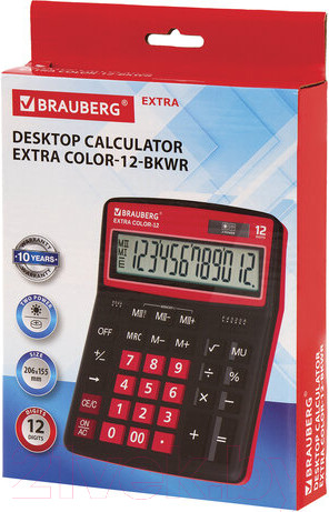 Изображение товара Калькулятор Brauberg Color-12-BKWR / 250479 (черно-малиновый)