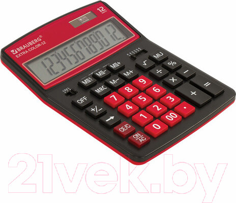 Изображение товара Калькулятор Brauberg Color-12-BKWR / 250479 (черно-малиновый)