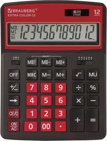 Изображение товара Калькулятор Brauberg Color-12-BKWR / 250479 (черно-малиновый)