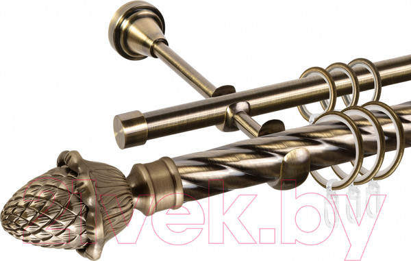 Изображение товара Карниз для штор АС ФОРОС Grace D16К/16Г составной + наконечники Магнолия (3.2м, антик)