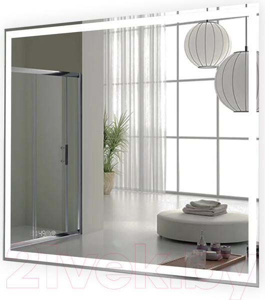 Изображение товара Зеркало Пекам Greta 90x60 / greta-90x60spcl (с подсветкой, сенсором на прикосновение, подогревом и часами)