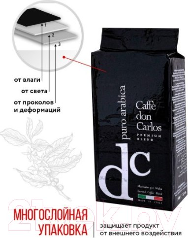 Изображение товара Кофе молотый Carraro Don Carlos Puro Arabica (250г)